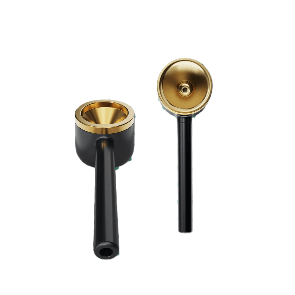 Vessel Pipe en negro con cazoleta y boquilla chapadas en oro