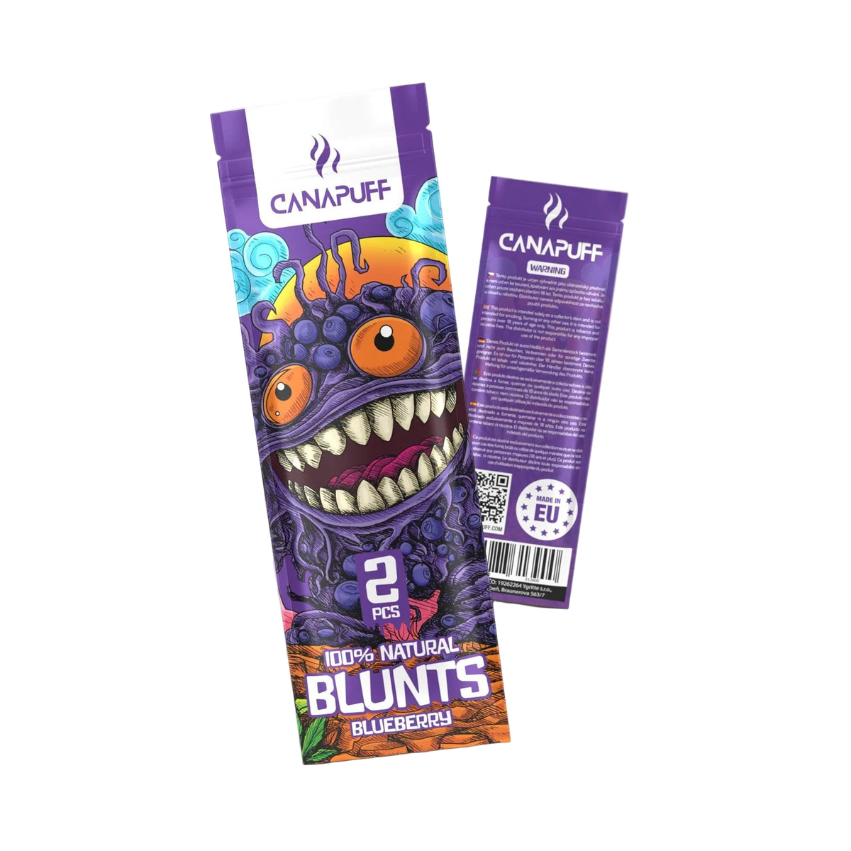 Canapuff Blunt Wrap Rolls Blueberry, 2 pack natural hemp wraps