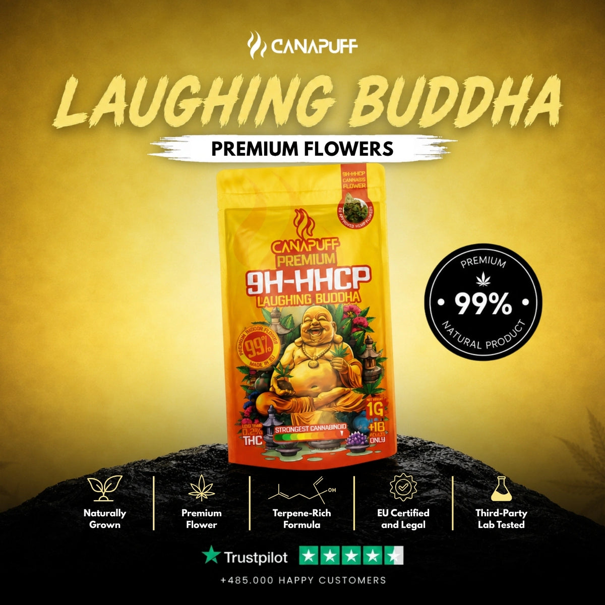 9H-HHCP Flowers Laughing Buddha 99% – flower buds, photo 2