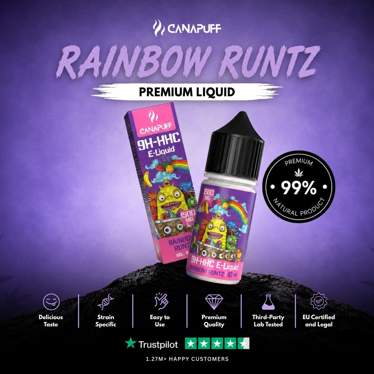 9H-HHC Liquid Rainbow Runtz 1.500mg – liquid bottle, photo 2