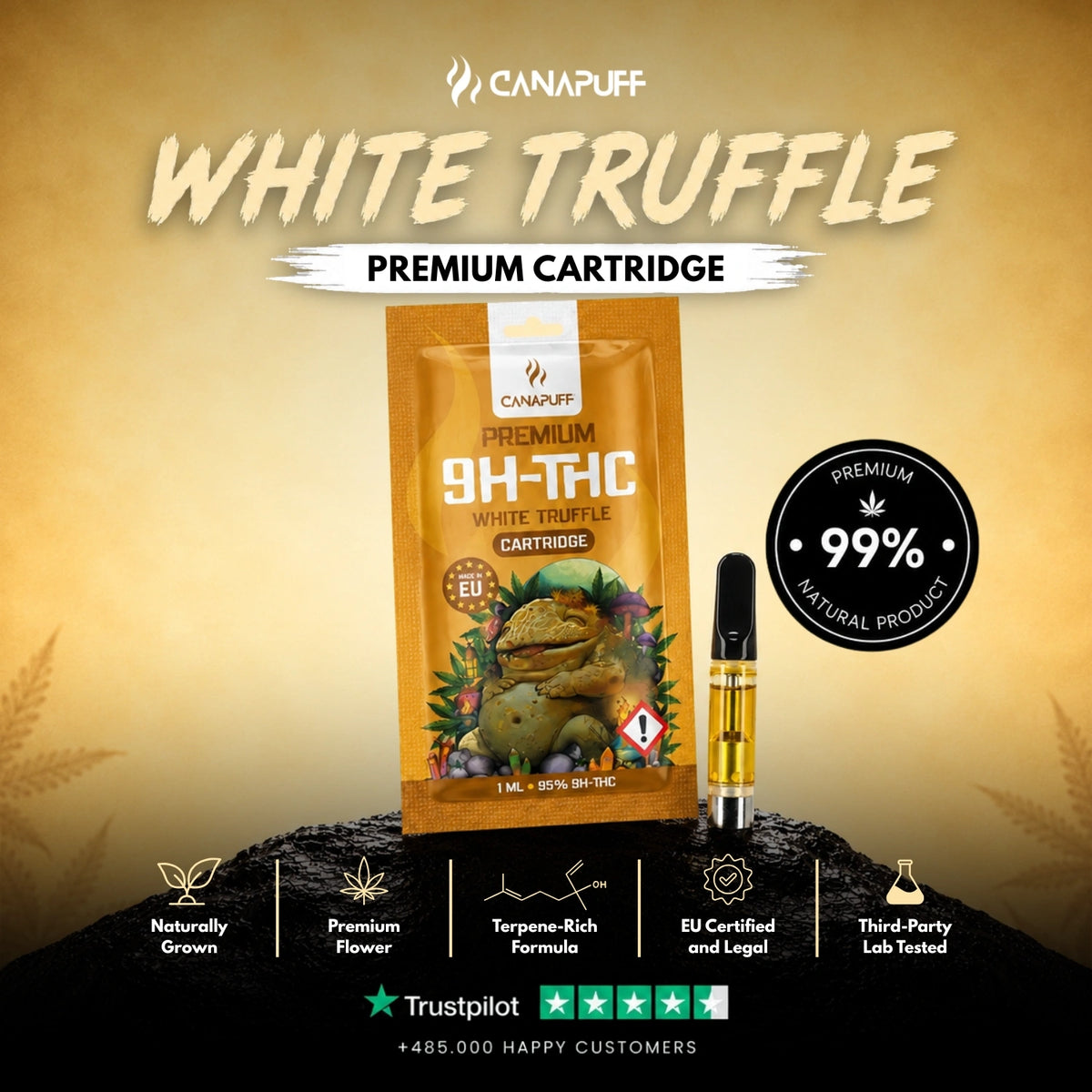9H-THC Cartridge White Truffle 95% – vape cartridge, photo 2