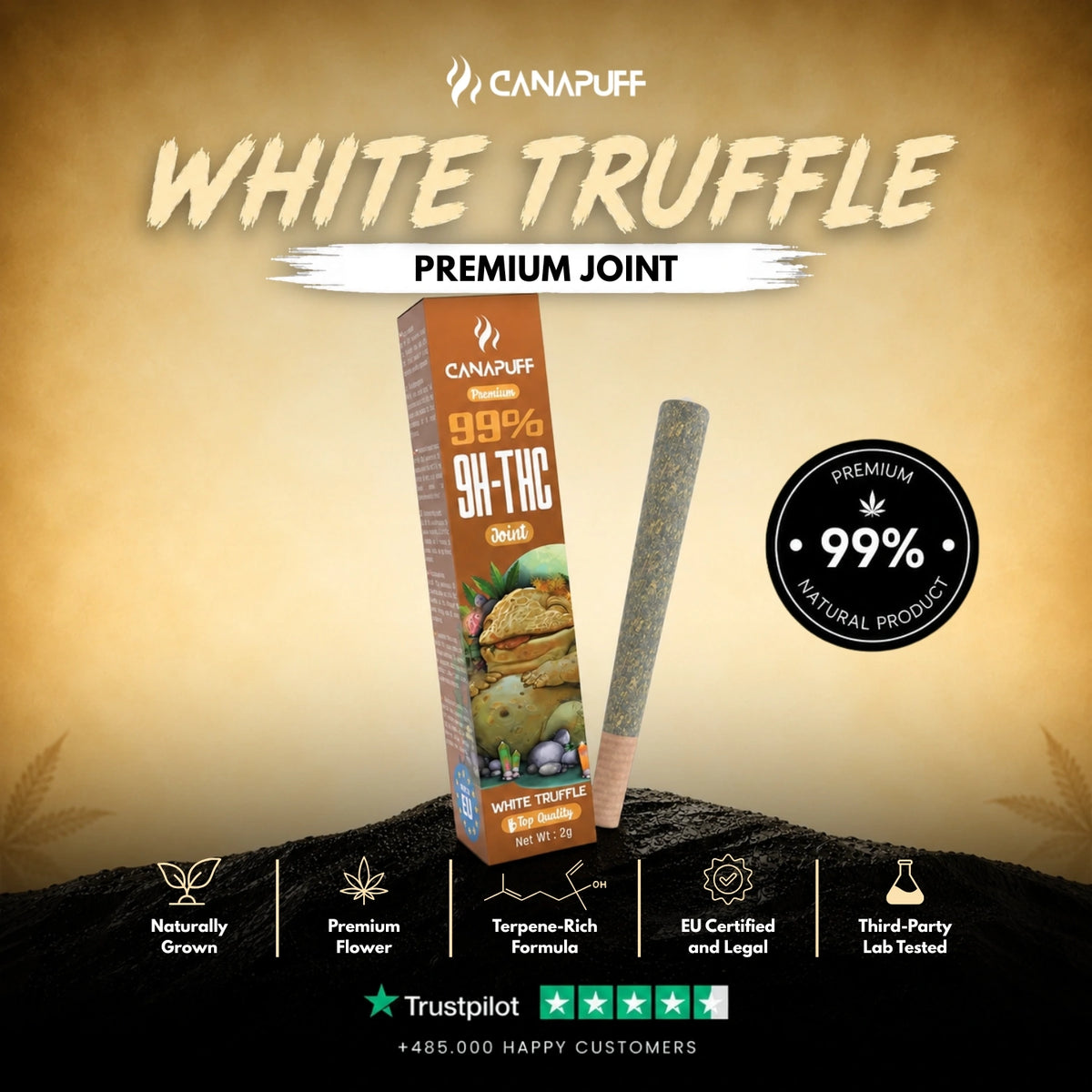 9H-THC Joint White Truffle 99% – pre-rolled joint, photo 2