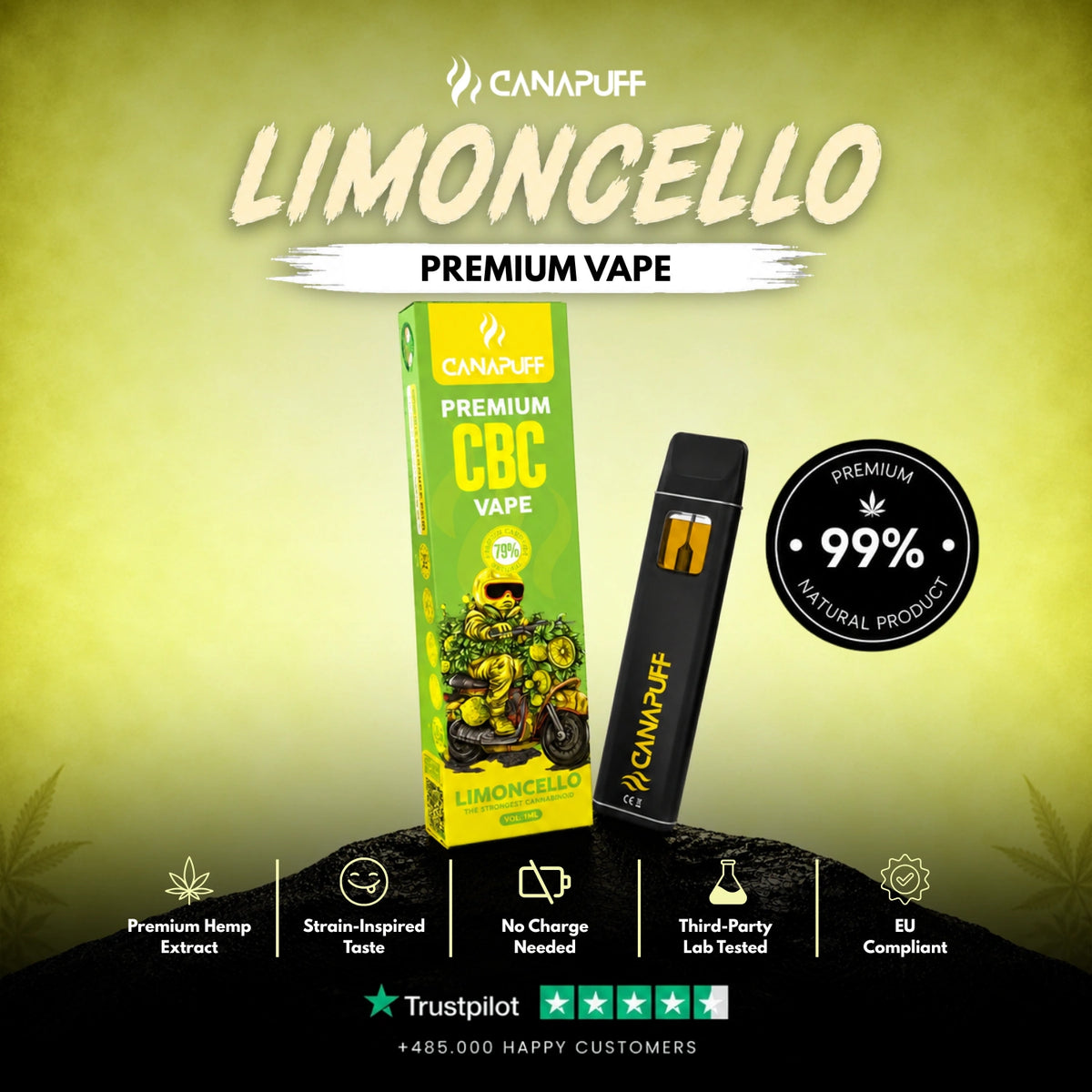 CBC Vape Limoncello 79% 1ml – disposable vape pen, photo 2