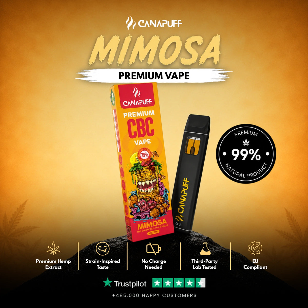 CBC Vape Mimosa 79% 1ml – disposable vape pen, photo 2