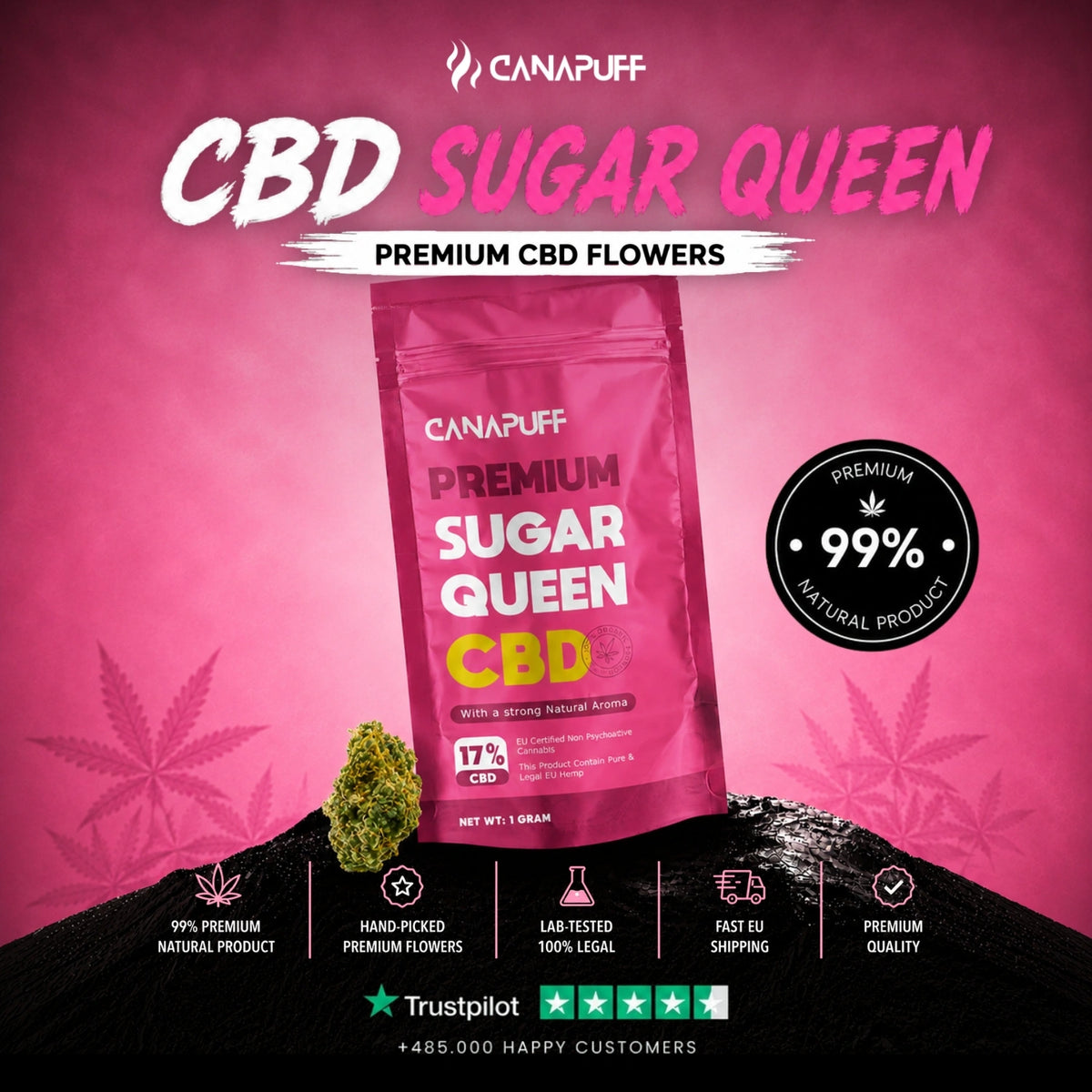 CBD Flowers Sugar Queen 17% – flower buds, photo 2