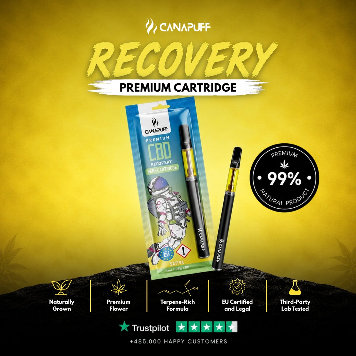 CBD Pen+Cartridge Recovery 95% – vape pen with cartridge, photo 2