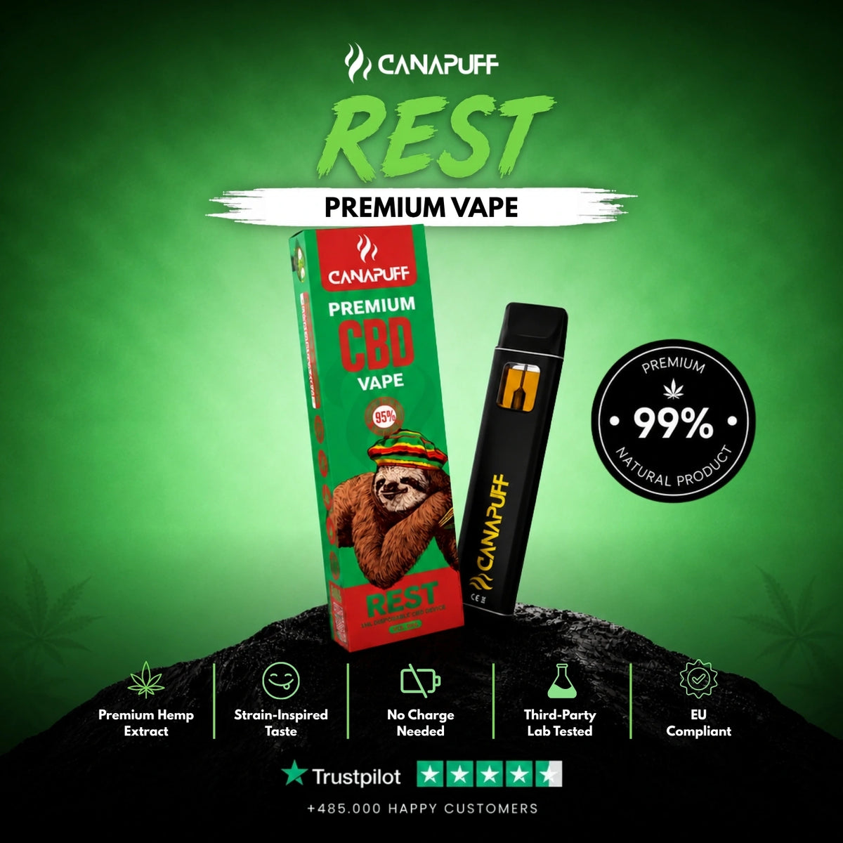 CBD Vape Rest 95% 1ml – disposable vape pen, photo 2
