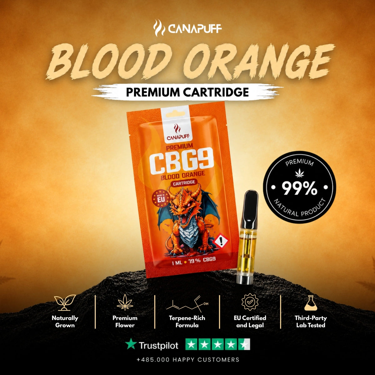 CBG9 Cartridge Blood Orange 79% – vape cartridge, photo 2