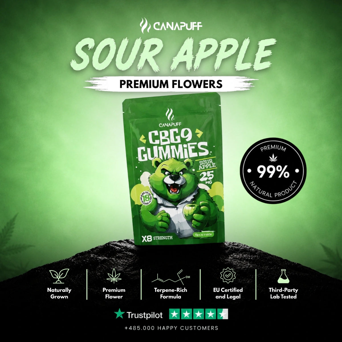 CBG9 Gummies Sour Apple – gummies, photo 2