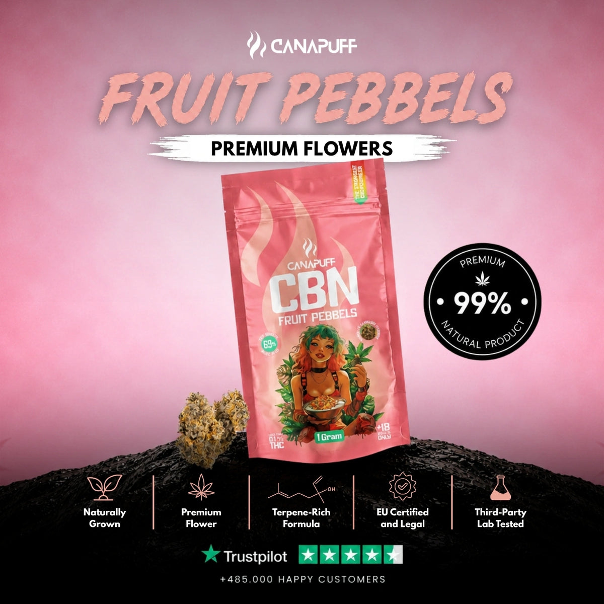 CBN Flowers Fruit Pebbels 69% – flower buds, photo 2