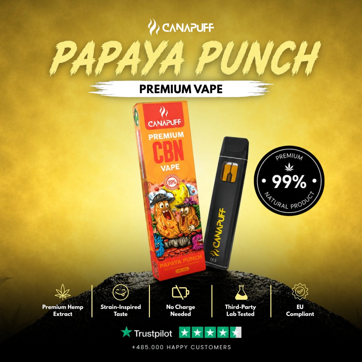 CBN Vape Papaya Punch 89% 1ml – disposable vape pen, photo 2