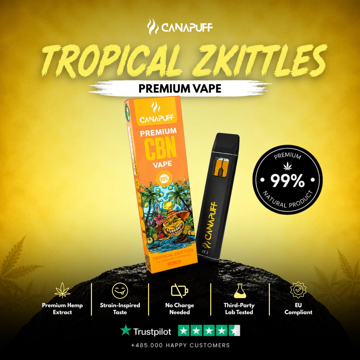 CBN Vape Tropical Zkittles 89% 1ml – disposable vape pen, photo 2
