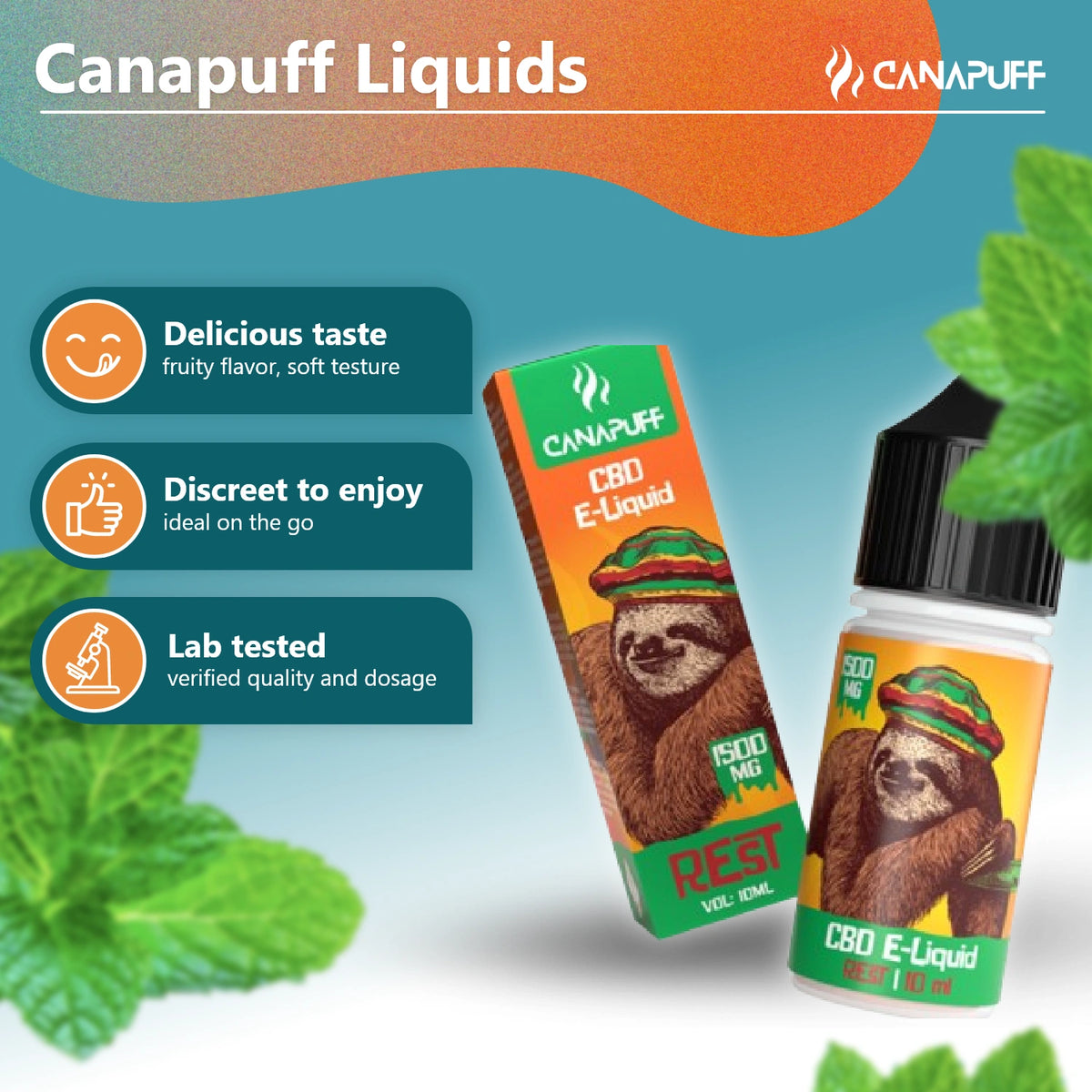 Canapuff CBD E-Væske Rest 1500 mg, 10 ml flaske med vapevæske