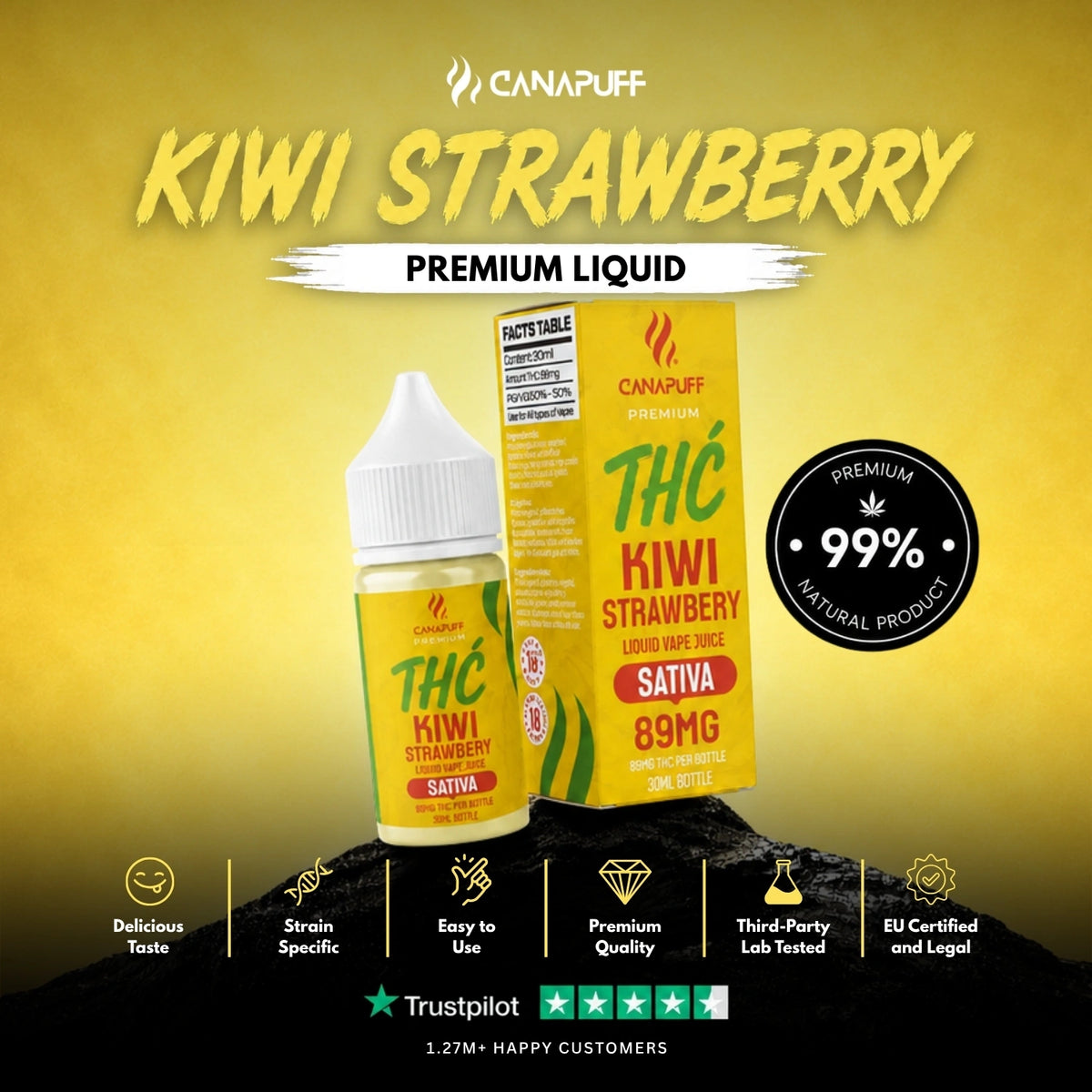 Delta 9 Liquid Kiwi Strawberry 30ml – liquid bottle, photo 2