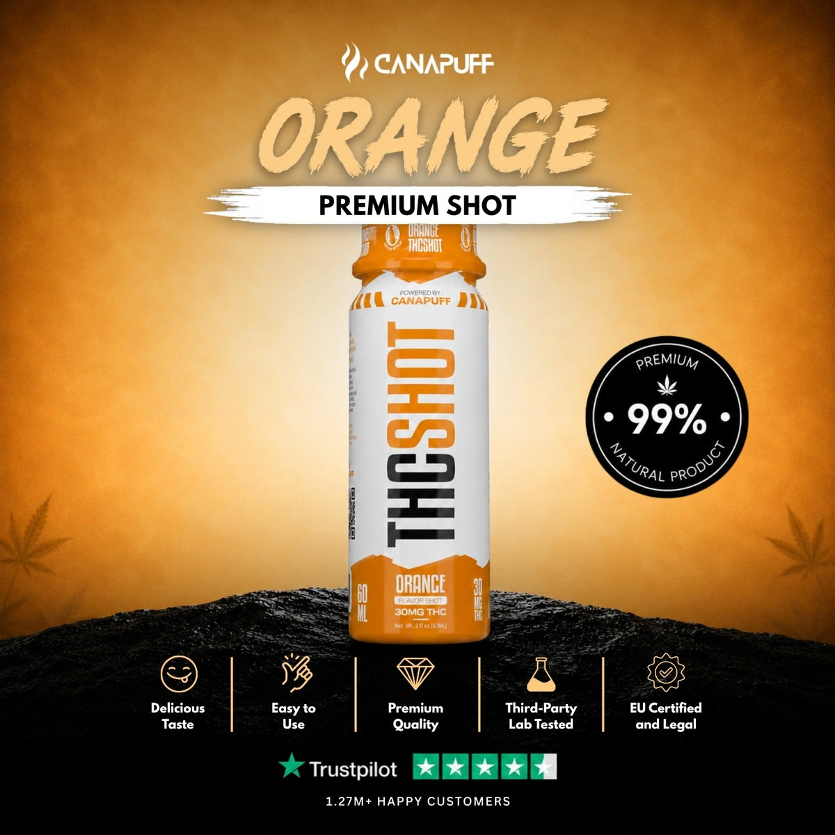 Delta 9 Shot Orange 60ml – drink bottle, photo 2
