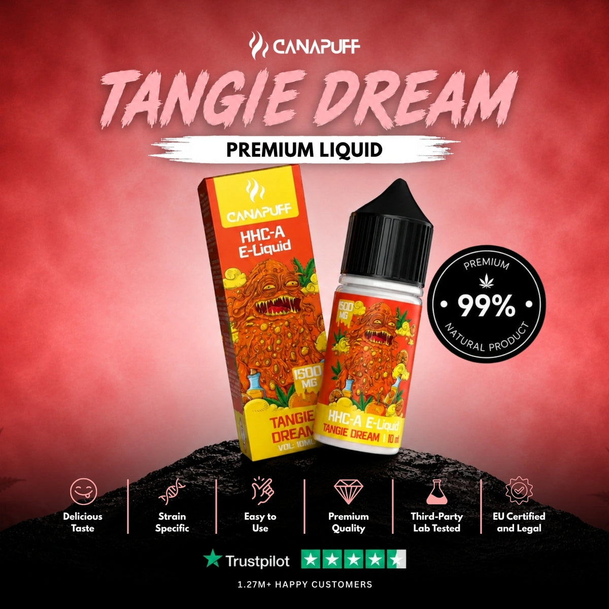 HHC-A Liquid Tangie Dream 1.500mg – liquid bottle, photo 2