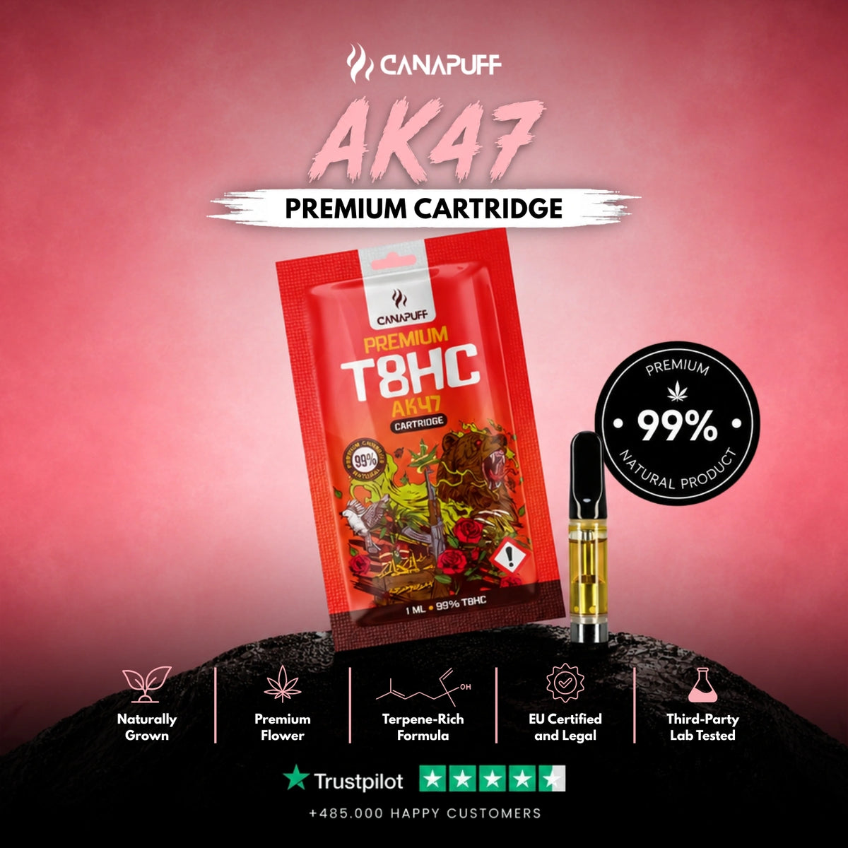 T8HC Cartridge AK47 99% – vape cartridge, photo 2