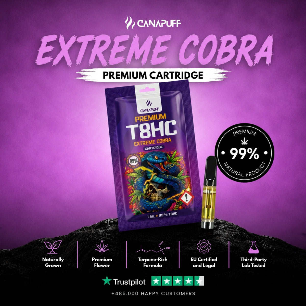 T8HC Cartridge Extreme Cobra 99% – vape cartridge, photo 2