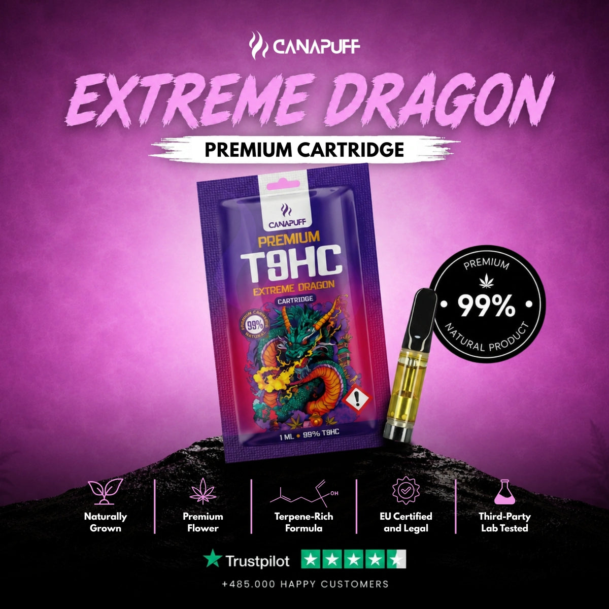 T8HC Cartridge Extreme Dragon 99% – vape cartridge, photo 2
