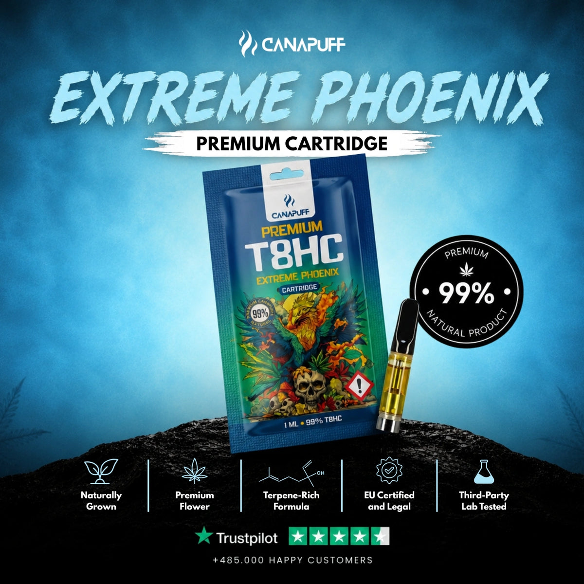 T8HC Cartridge Extreme Phoenix 99% – vape cartridge, photo 2