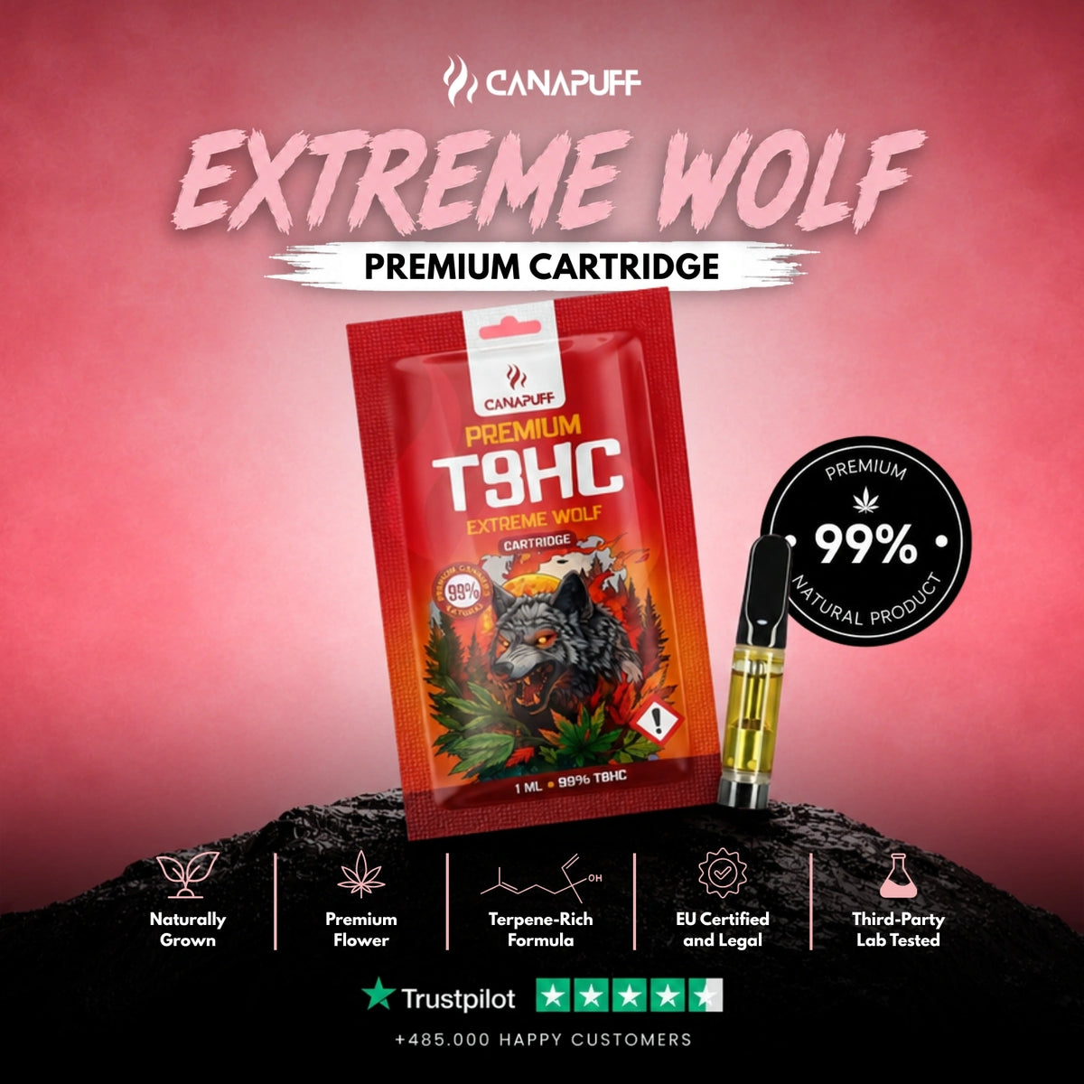 T8HC Cartridge Extreme Wolf 99% – vape cartridge, photo 2