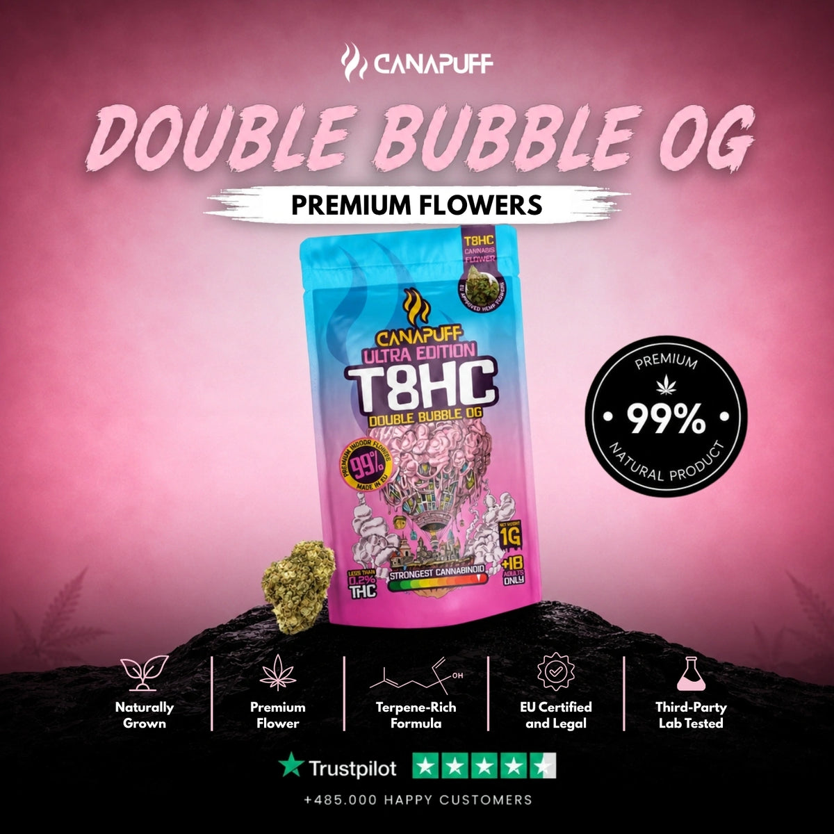 T8HC Flowers Double Bubble Ultra Edition 99% – flower buds, photo 2