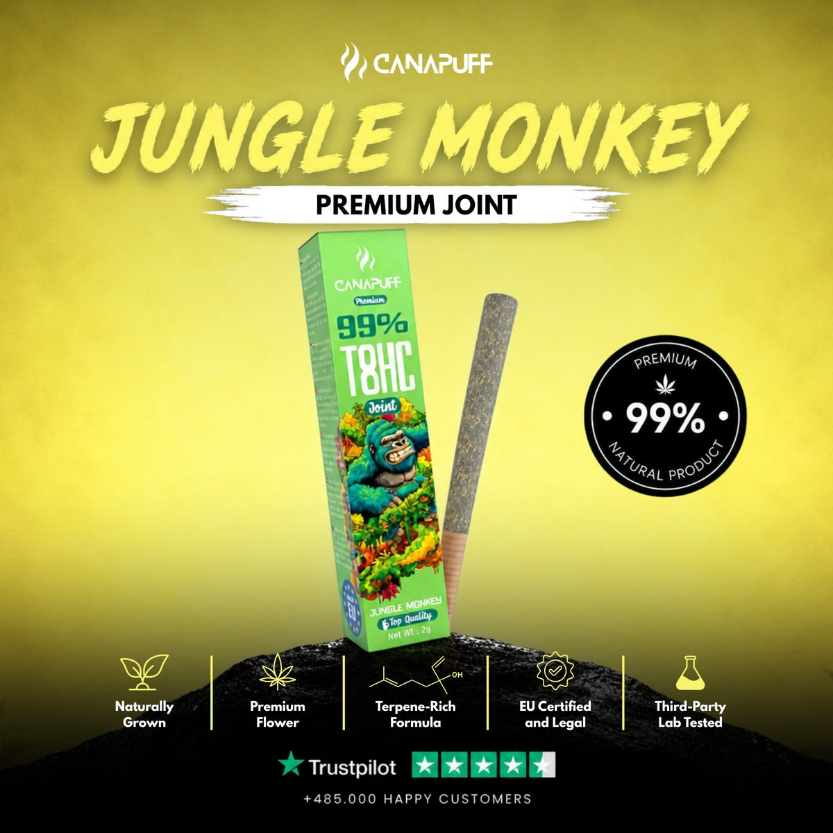T8HC Joint Jungle Monkey 99% 2g – pre-rolled joint, photo 2