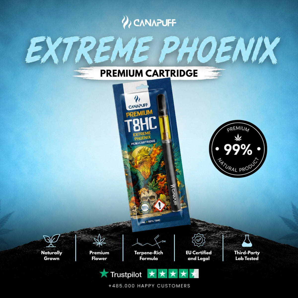T8HC Pen+Cartridge Extreme Phoenix 99% – vape pen with cartridge, photo 2