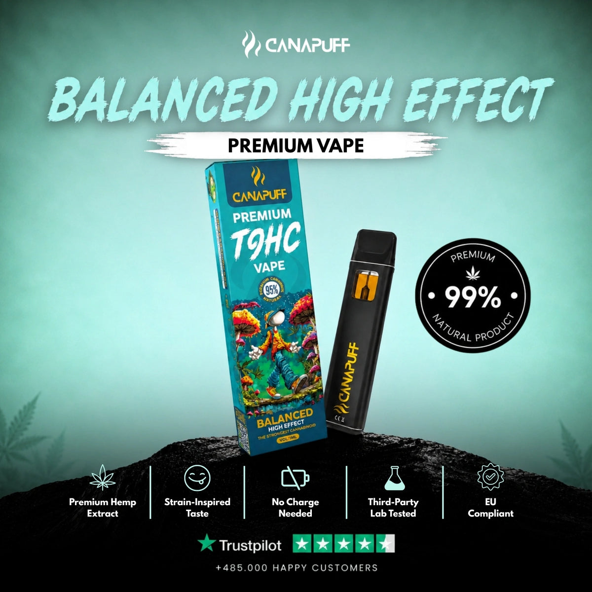 TⳊHC Vape Balanced 95% 1ml – disposable vape pen, photo 2