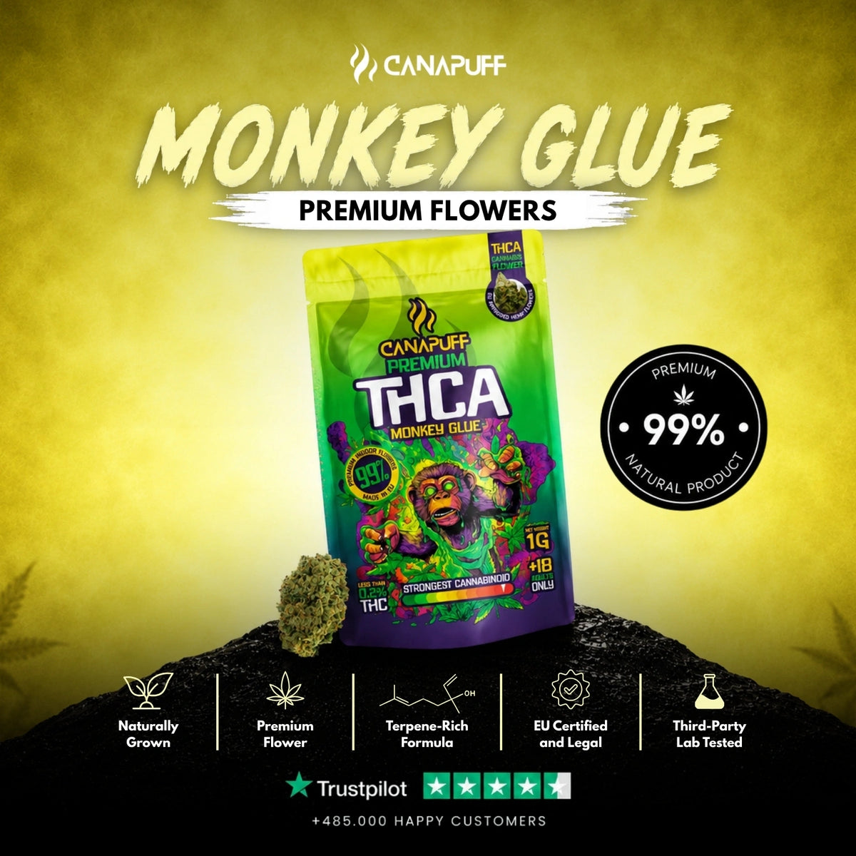 THCA Flowers Monkey Glue 99% – flower buds, photo 2