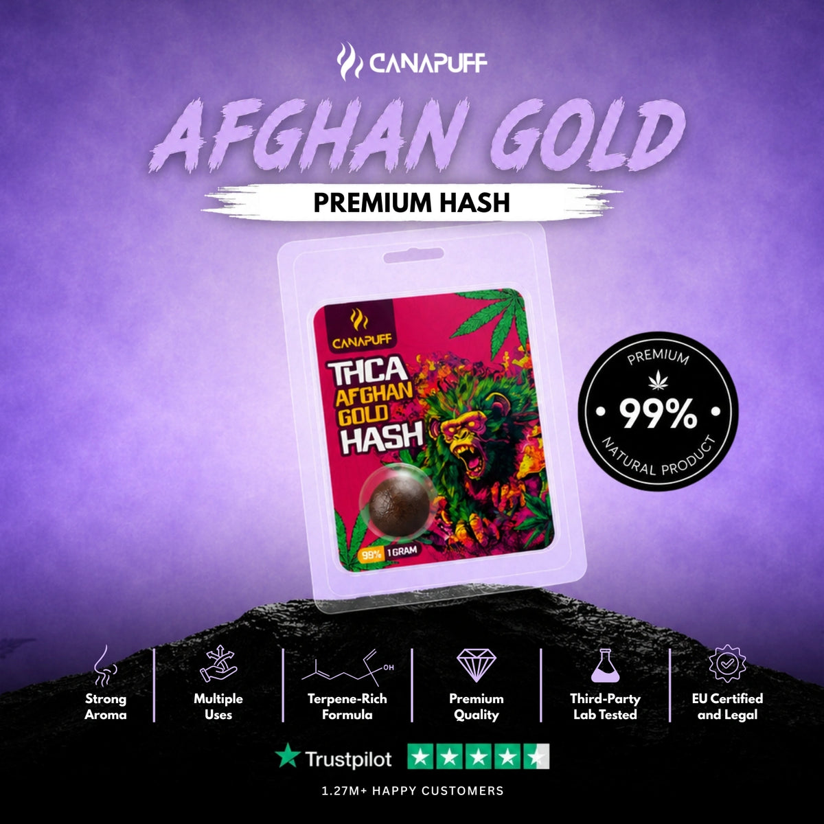 THCA Hash Afghan Gold 99% 1g – hash, photo 2