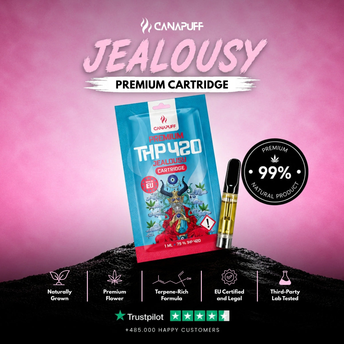THP420 Cartridge Jealousy 79% – vape cartridge, photo 2