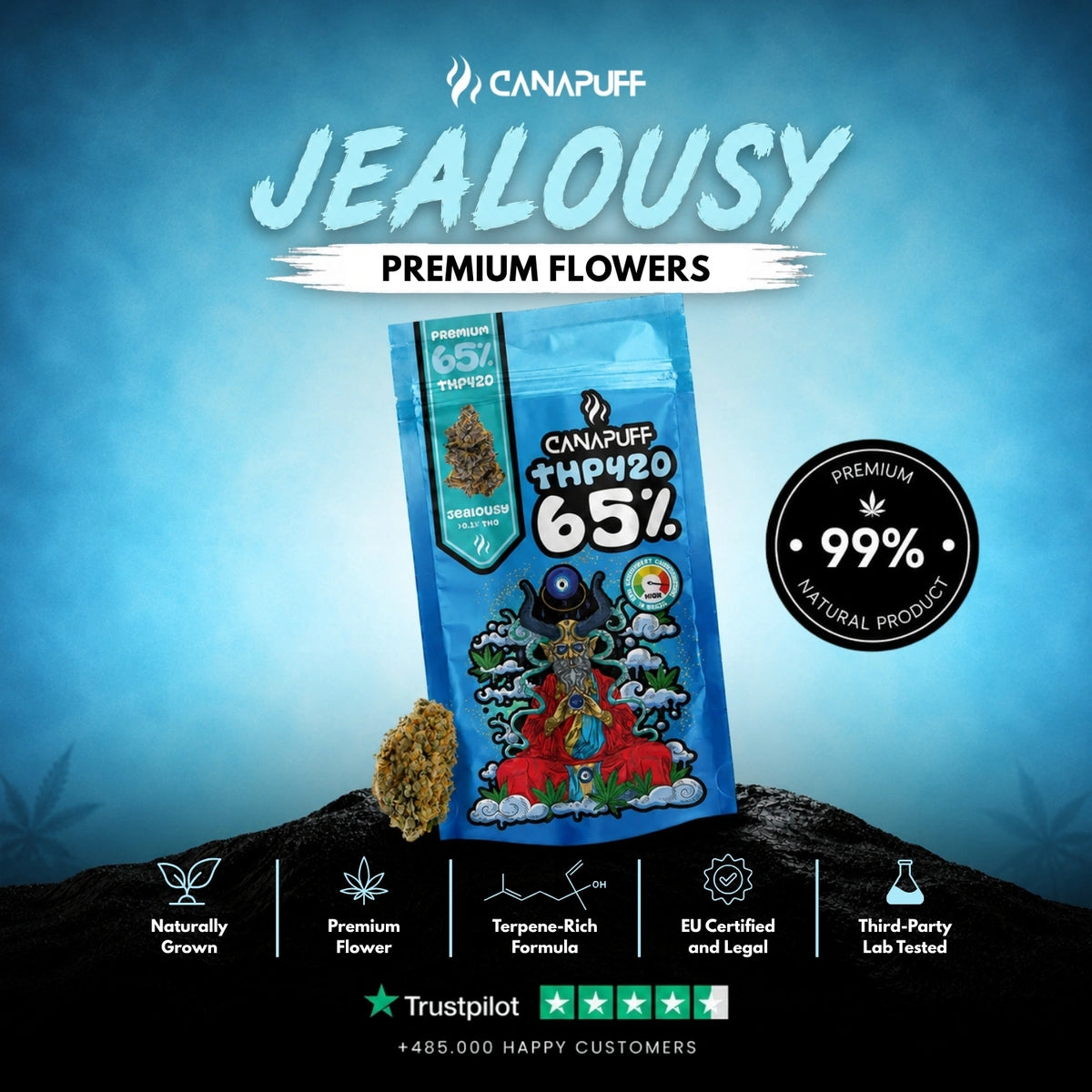 THP420 Flowers Jealousy 65% – flower buds, photo 2