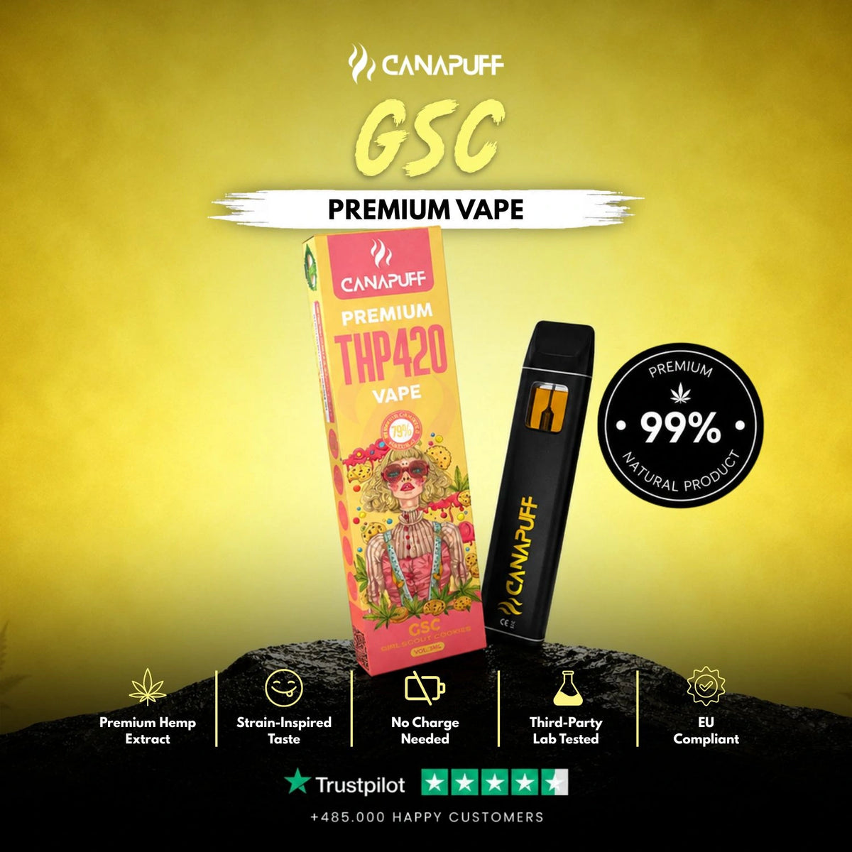 THP420 Vape GSC 79% 1ml – disposable vape pen, photo 2