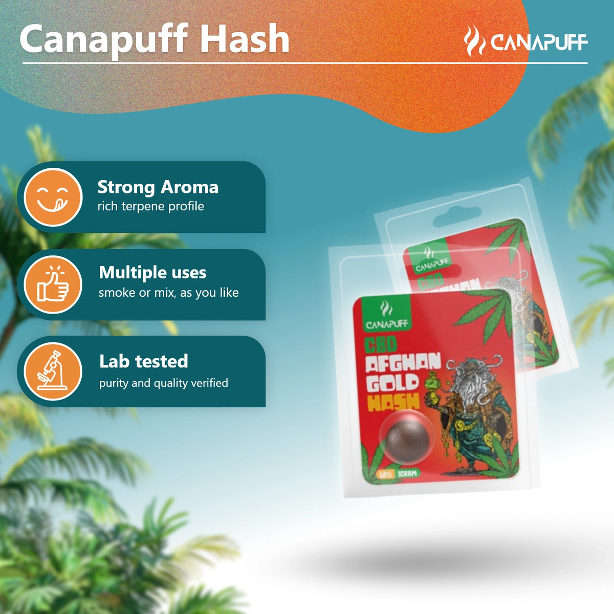 Canapuff CBD Hash Afghan Gold 60%, 1 Gramm Packung