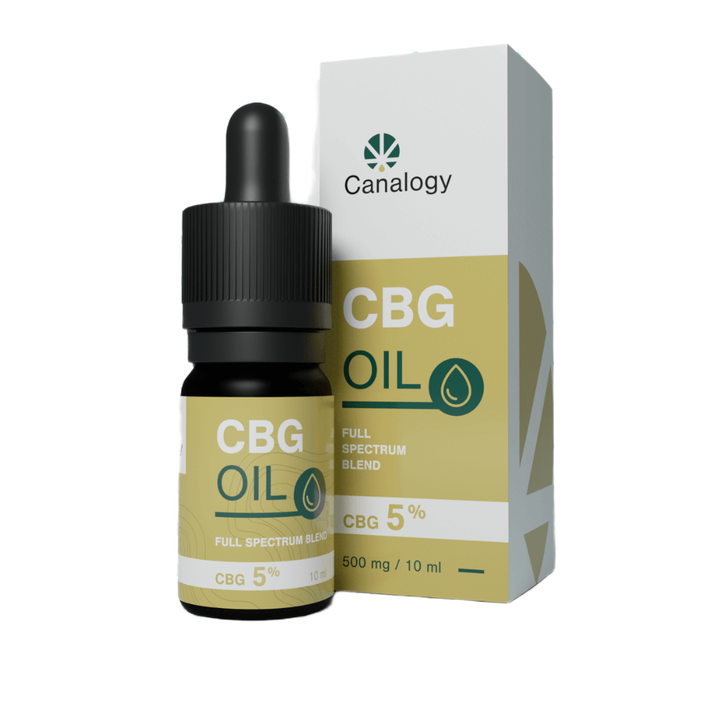 Canalogy CBG Oil 5 %, 500 mg, flacon de 10 ml avec pipette et boîte full spectrum blend