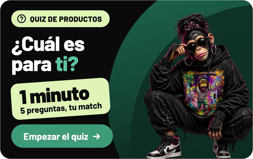 Quiz de productos: ¿Cuál es para ti? 1 minuto, 5 preguntas, tu match. Empezar el quiz