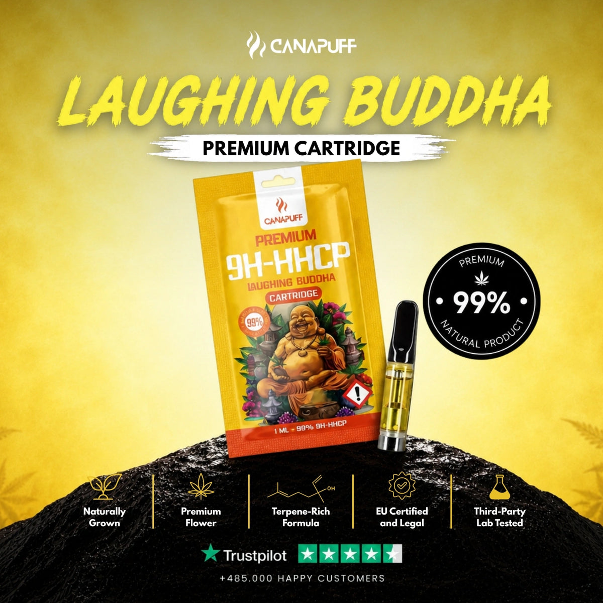 9H-HHCP Cartridge Laughing Buddha 99% – vape cartridge, photo 2