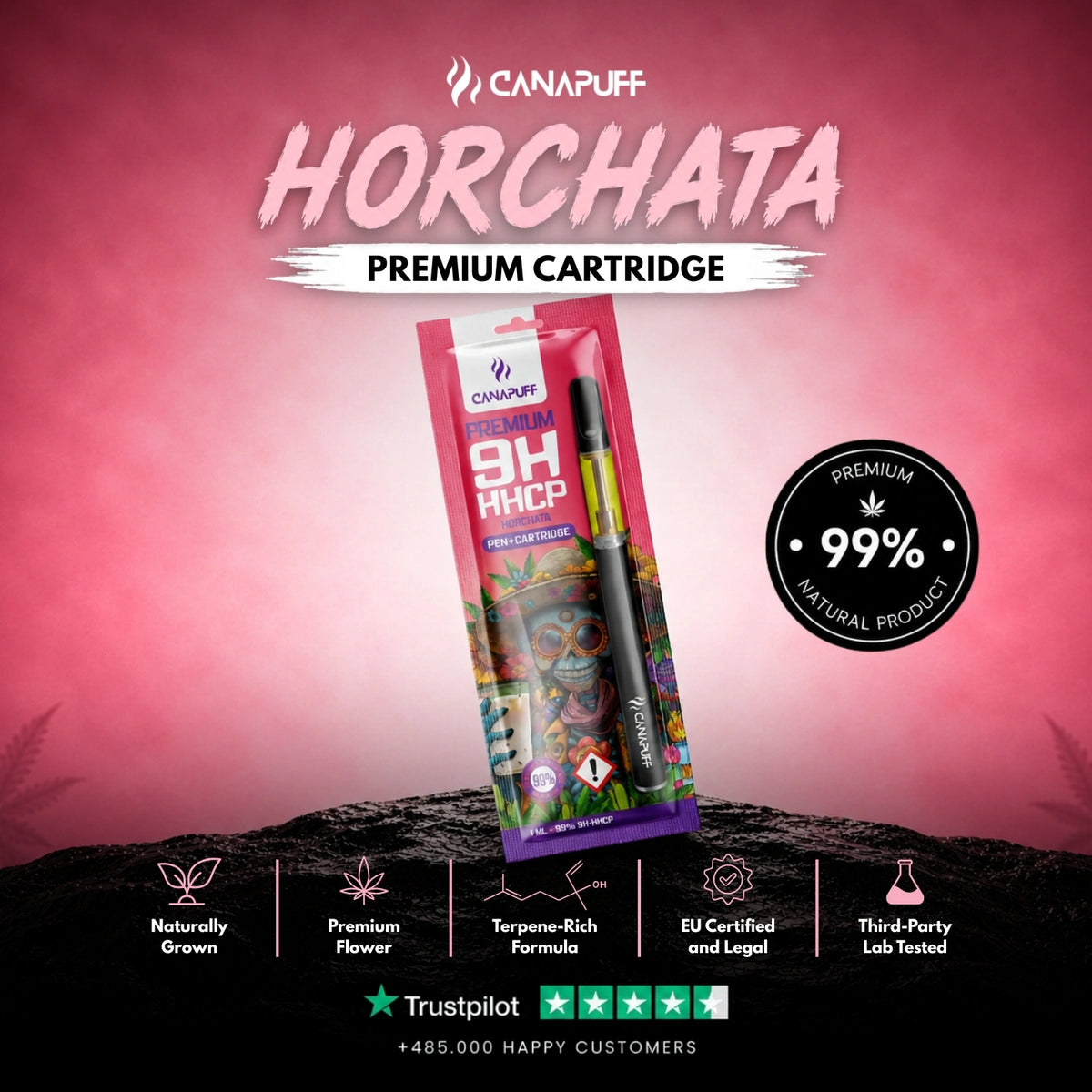 9H-HHCP Pen+Cartridge Horchata 99% – vape pen with cartridge, photo 2