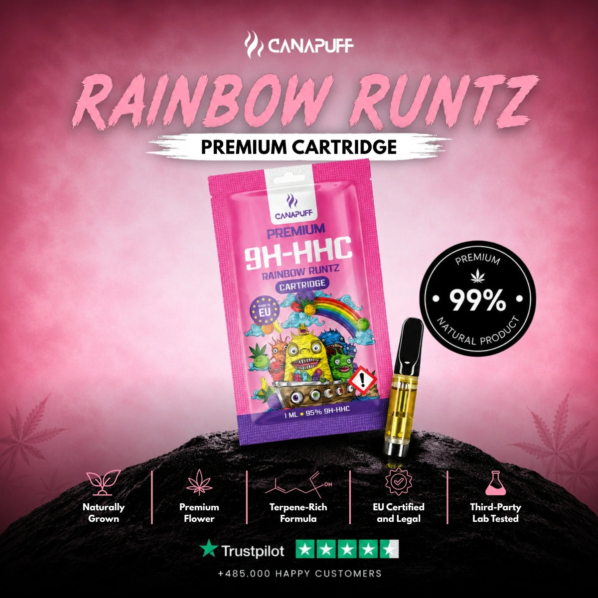9H-HHC Cartridge Rainbow Runtz 95% – vape cartridge, photo 2