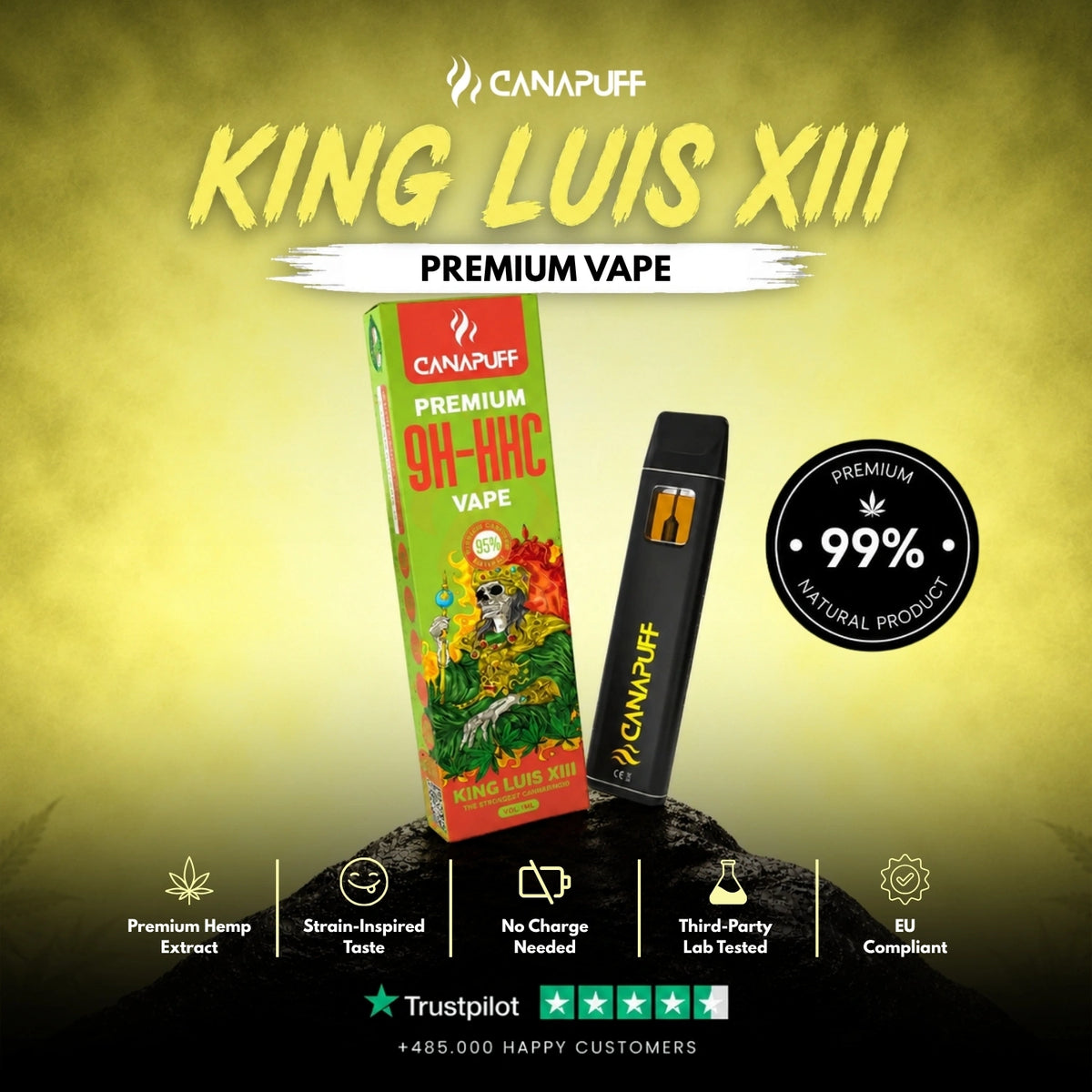 9H-HHC Vape King Luis XIII 95% 1ml – disposable vape pen, photo 2