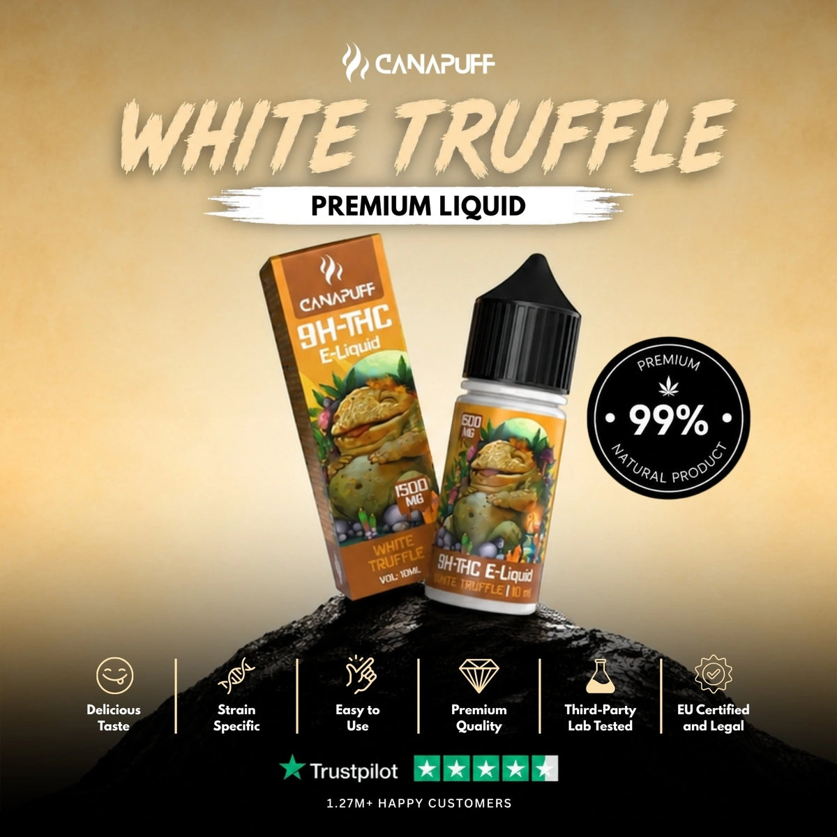 9H-THC Liquid White Truffle 1.500mg – liquid bottle, photo 2