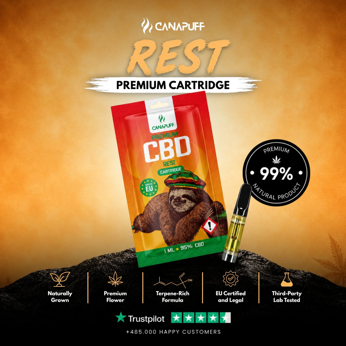 CBD Cartridge Rest 95% – vape cartridge, photo 2