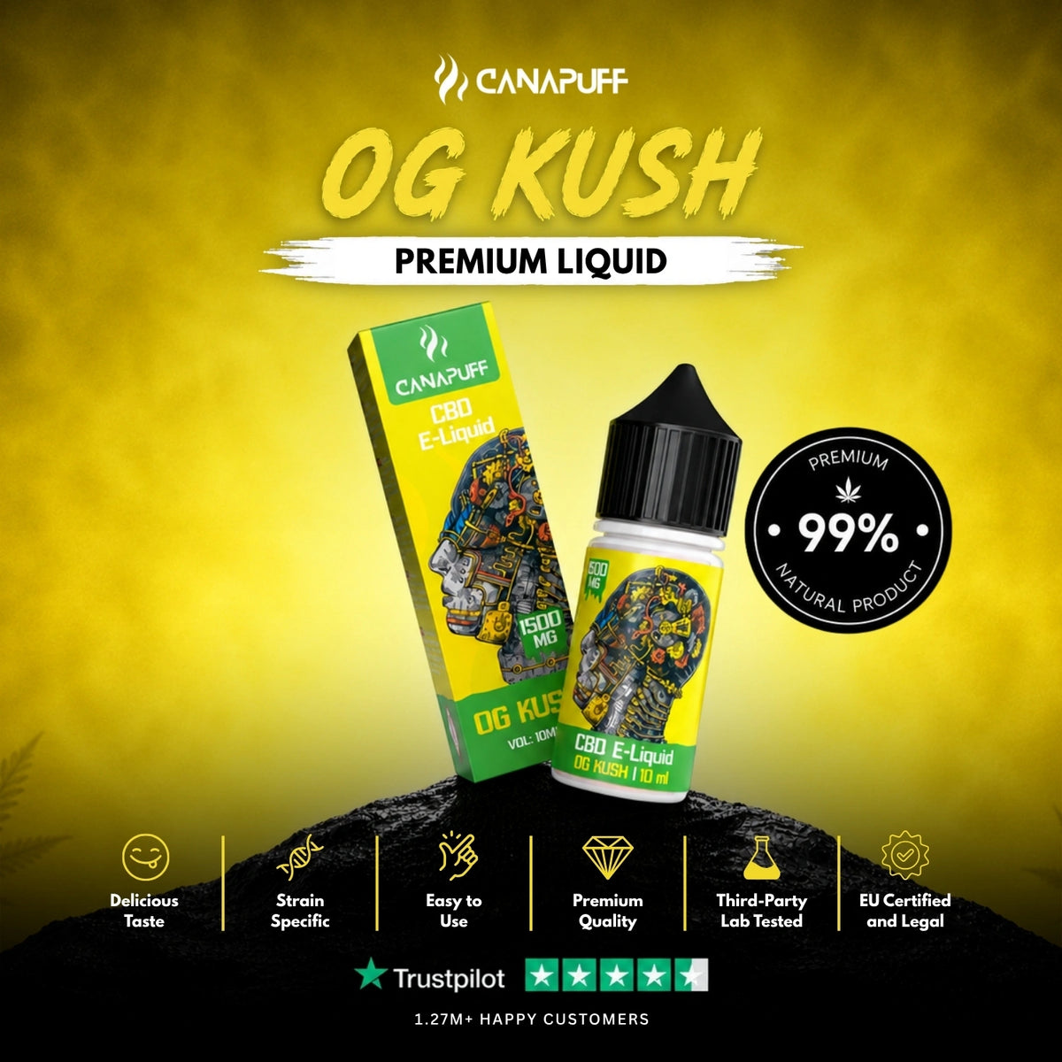 CBD Liquid OG Kush 1.500mg – liquid bottle, photo 2