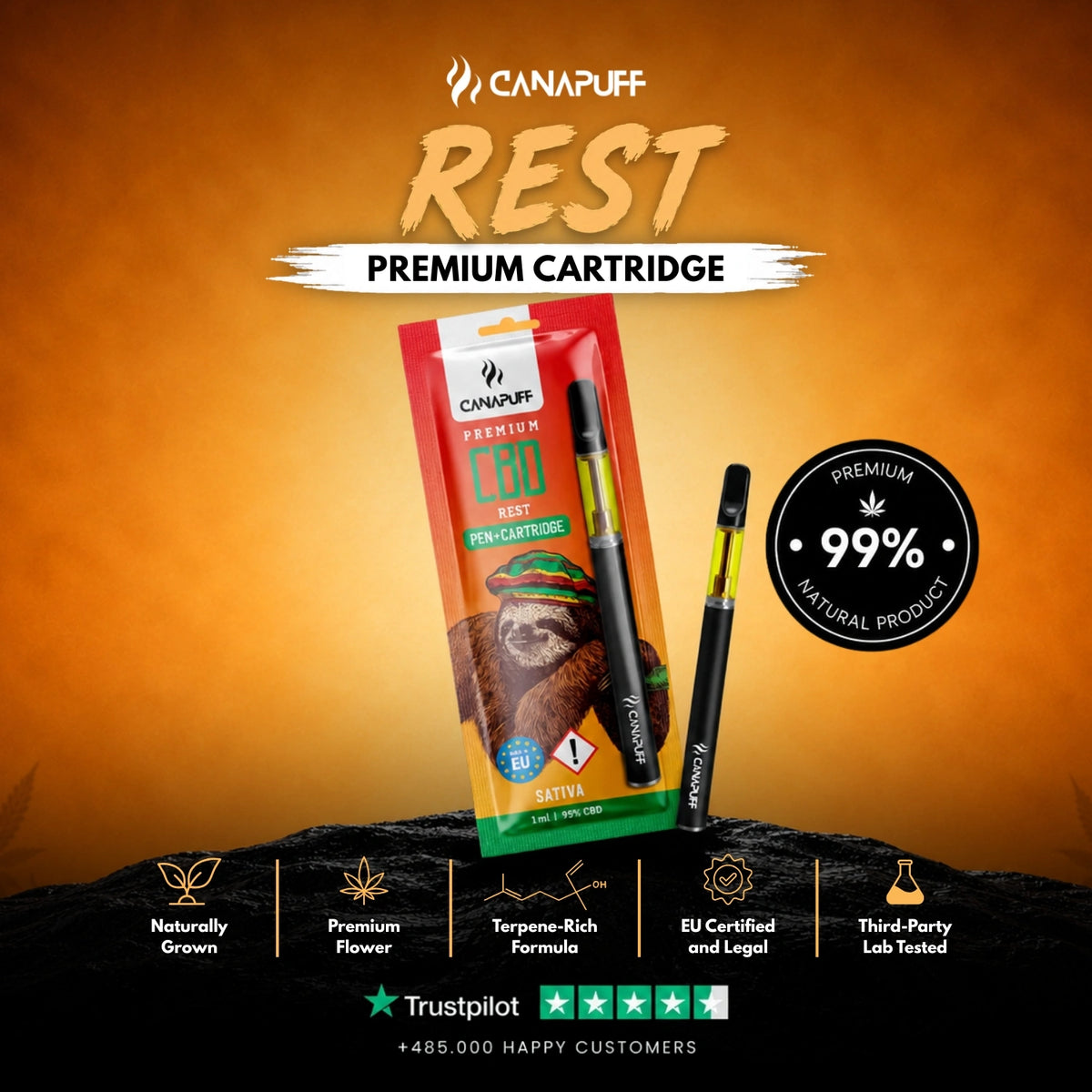 CBD Pen+Cartridge Rest 95% – vape pen with cartridge, photo 2