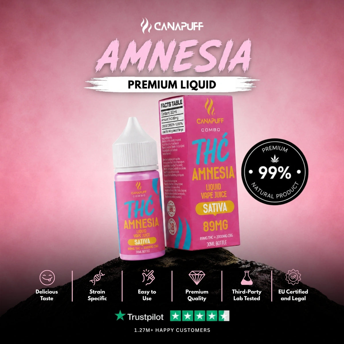 Delta 9 Liquid Amnesia 30ml – liquid bottle, photo 2