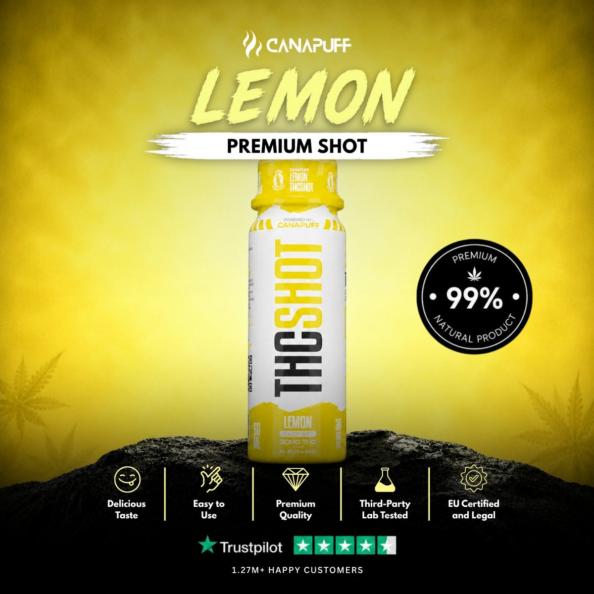Delta 9 Shot Lemon 60ml – drink bottle, photo 2