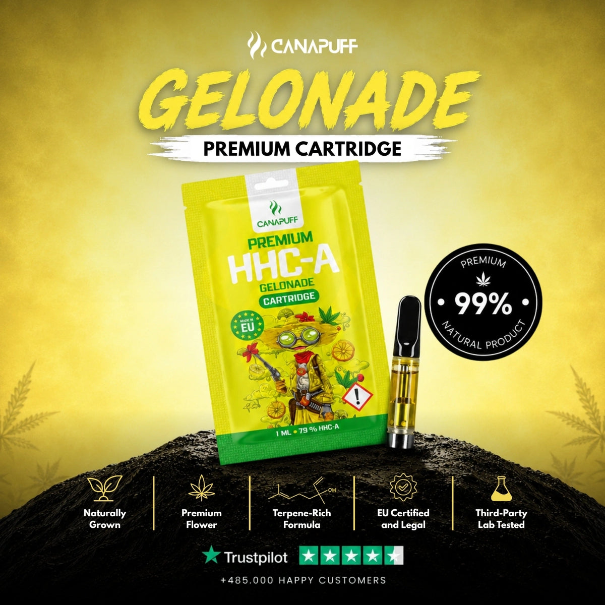 HHC-A Cartridge Gelonade 79% – vape cartridge, photo 2