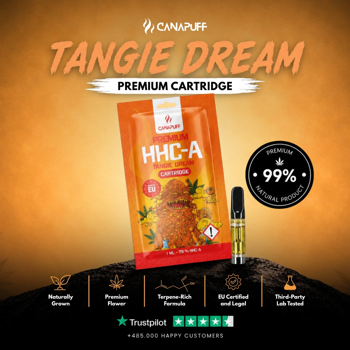 HHC-A Cartridge Tangie Dream 79% – vape cartridge, photo 2