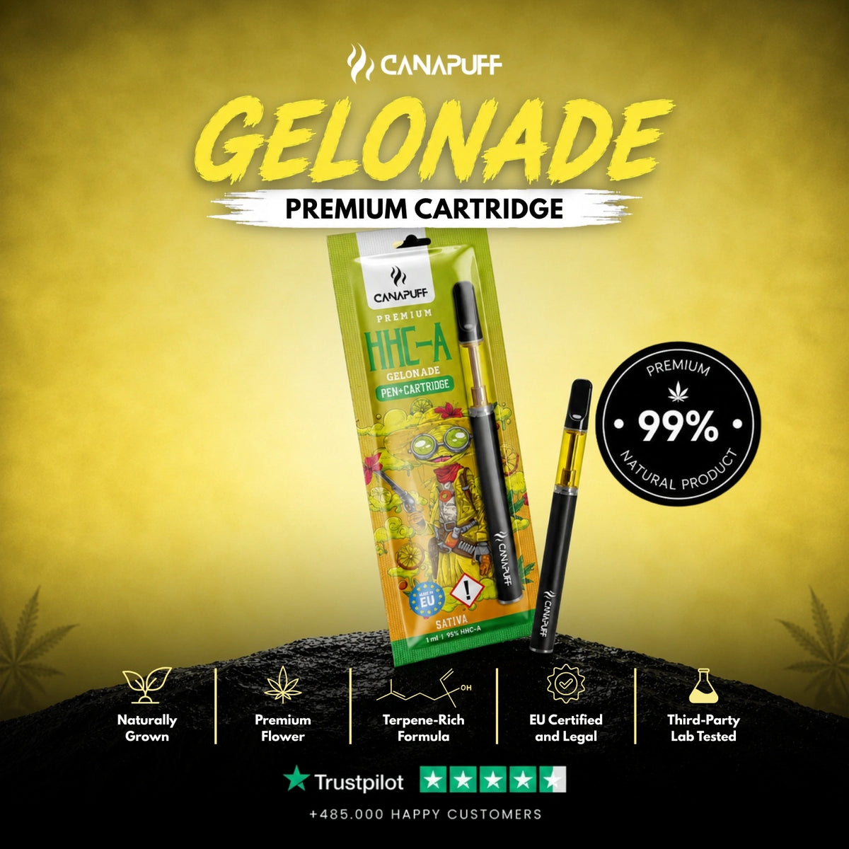 HHC-A Pen+Cartridge Gelonade 95% – vape pen with cartridge, photo 2